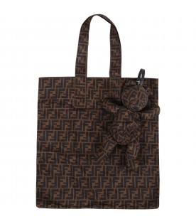 Brown shopper-bag for kids with FF logo