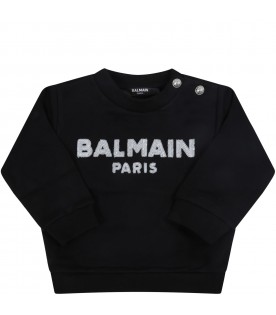 Black sweatshirt for baby girl with logo