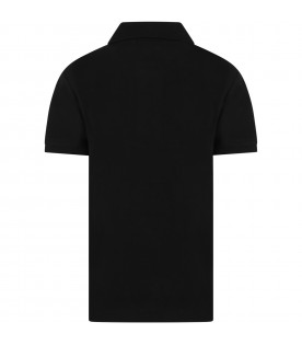 Black polo shirt for boy with pony logo