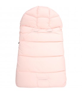 Pink sleeping-bag for baby girl with logo