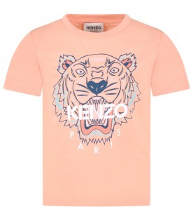 Pink t-shirt for girl with tiger