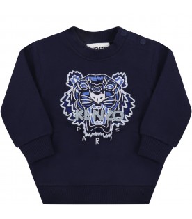Blue sweatshirt for baby boy with tiger