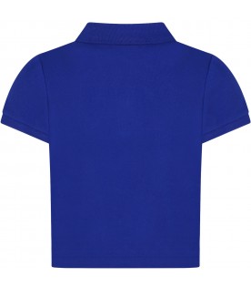 Royal blue polo shirt for girl with pony logo