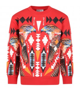 Red sweatshirt for boy with eagles