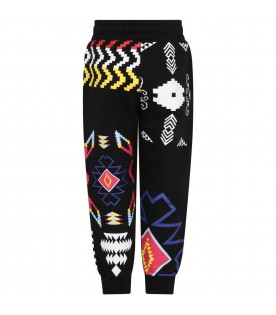 Black sweatpant for boy with iconic prints