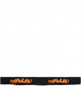 Black belt for kids with orange logo