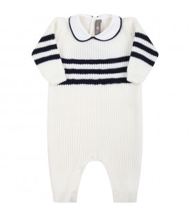White babygrow for baby boy with blue details