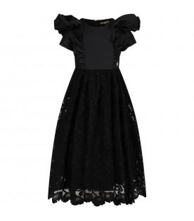 Black dress for girl with logo