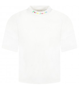T-shirt bianca per bambino con logo multicolor