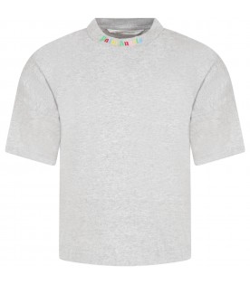 T-shirt grigia per bambino con logo multicolor