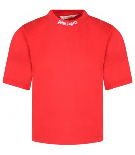 T-shirt rossa per bambini con logo bianco