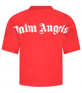 T-shirt rossa per bambini con logo bianco