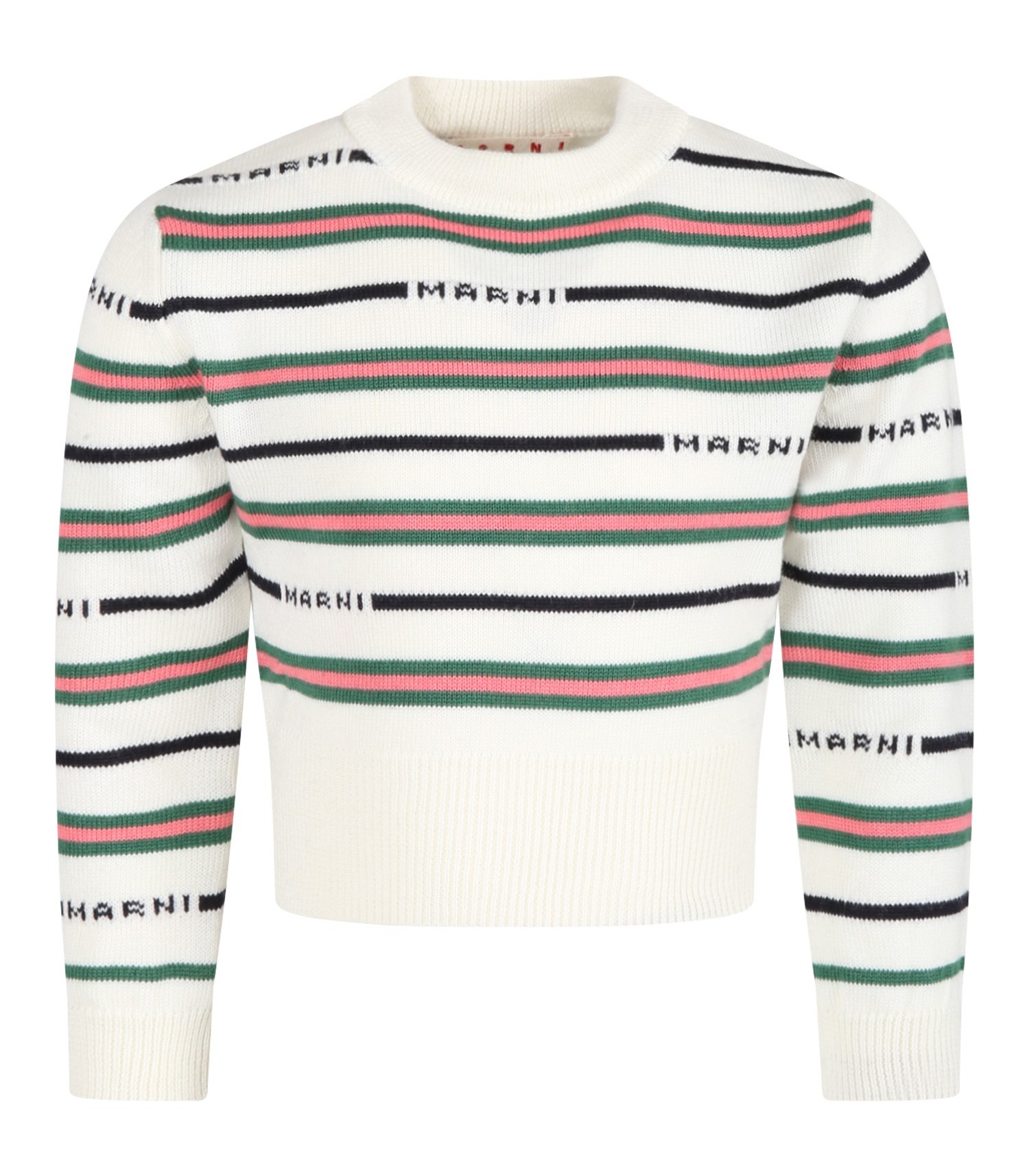 Marni Kids Ivory sweater for girl with logos - CoccoleBimbi