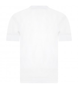 T-shirt bianca per bambini con loghi