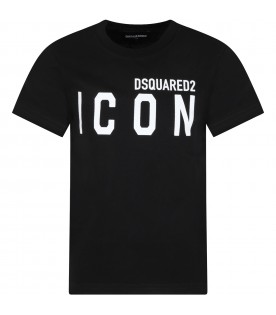 Black T-shirt for kid with logo
