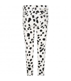 White Jeans for girl with Dalmatian print