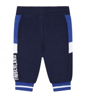 Blue sweatpant for baby boy with logo