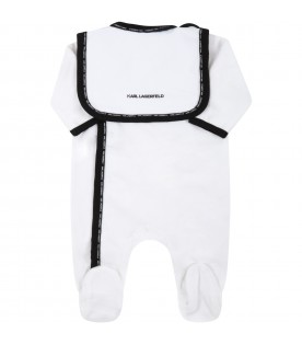 White set for baby boy with black logo