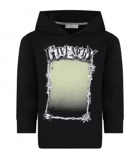 Black sweatshirt for boy with prints