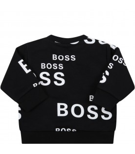 Black sweatshirt for baby kids with logos