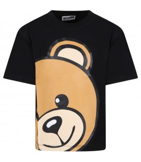T-shirt nera per bambini con teddy bear