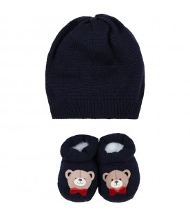 Blue set for baby kids with bear