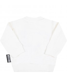 White sweatshirt for baby kids with teddy bear