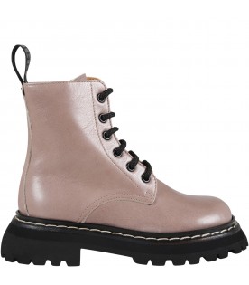 Brown boots for girl with logo