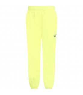 Neon-yellow sweatpants for kids with logo