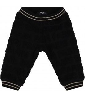 Black trousers for babykids with logo