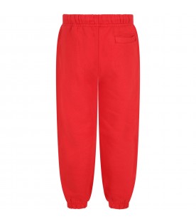Pantaloni rossi per bambini con logo bianco