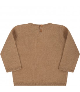 Brown cashmere for baby girl avec red cherries