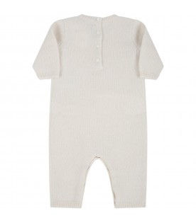 Ivory jumpsuit for baby girl with cherries
