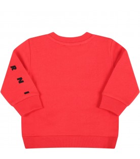 Red sweatshirt for babykids with black logo