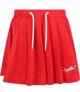 Red shorts for girl with white logo