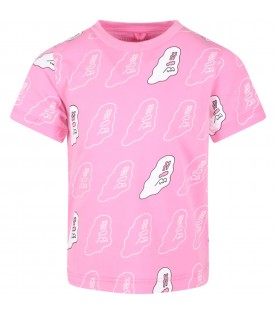 Pink T-shirt for girl with glow-in-the-dark white ghosts