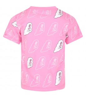 Pink T-shirt for girl with glow-in-the-dark white ghosts