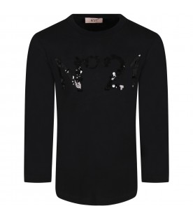 Black T-shitr for kids with sequin