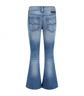 Blue jeans for girl with black logo