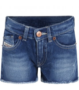 Blue shorts for girl with logo