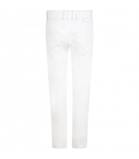 Ivory jeans for kids with white logo