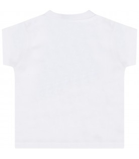 White T-shirt for babykids with blue tiger