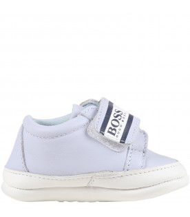 Light-blue sneakers for baby boy with logo