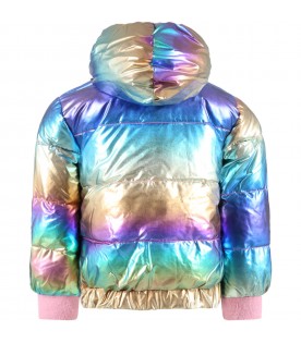 Multicolor jacket for girl with patch logo