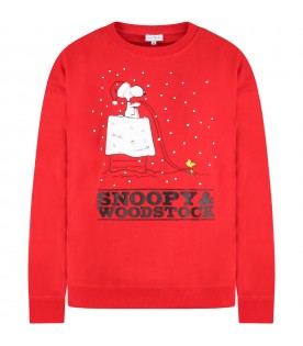 Red sweatshirt for kids with Snoopy