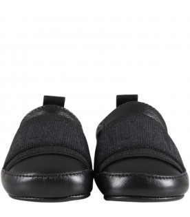 Black sneakers for babykids with white logo