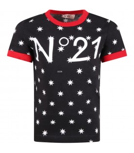 T-shirt nera per bambini con stelle