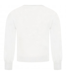 White sweater for girl with heart