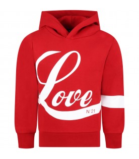 Red sweatshirt for girl with logo