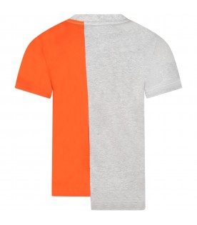 T-shirt multicolor per bambino con foglia d'acero